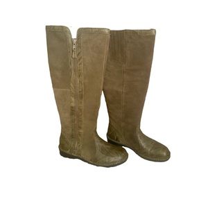 Clarks Riding Boots Leather Sued Hunter Green Brown